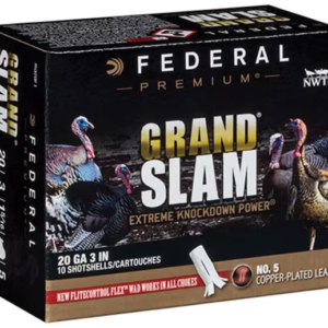 Federal Premium Grand Slam Turkey Ammunition 20 Gauge 3″ 1-5/16 oz Buffered #5 Copper Plated Shot Flightcontrol Flex Wad Box of 10