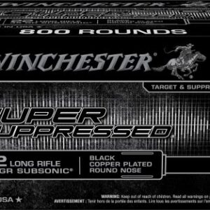 Winchester SUP.22 LRB Super Suppressed .22 LR 45gr Black Copper Plated Round Nose 400rd Bulk box