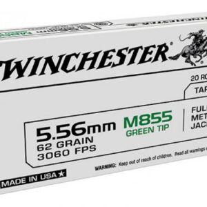 Winchester m855 5.56 62gr FMJ Green Tip 20rd box