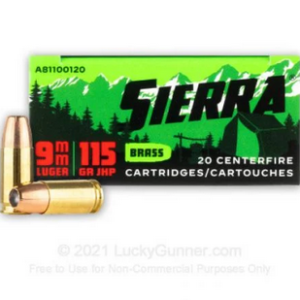 Sierra Ammo 9mm 115gr Jacketed Hollow Point 20rd box