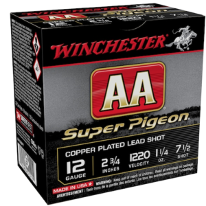 Winchester AA Super Pigeon Ammunition 12 Gauge 2-3/4″ 1-1/4 oz #7-1/2 Shot