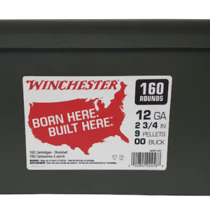 Winchester Military Grade Ammunition 12 Gauge 2-3/4″ Buffered 00 Buckshot 9 Pellets Ammo Can of 160